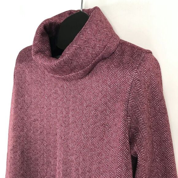 Lands' End Cowlneck Fleece Tunic Sweater Women's Large / 14-16 Herringbone Cozy - Picture 4 of 13